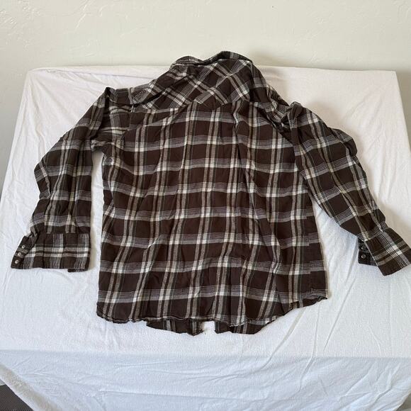 Wrangler Western Shirt Mens L Plaid Long Sleeve Pearl Snap Cowboy Rodeo Flannel - Picture 2 of 5